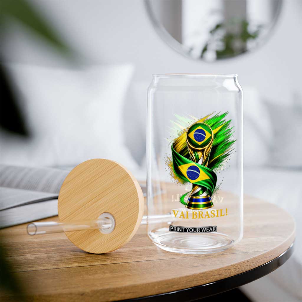 Brazil Soccer Fan 2026 Gift Glass Can Vai Brasil