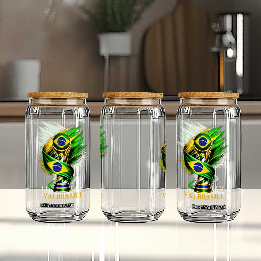 Brazil Soccer Fan 2026 Gift Glass Can Vai Brasil