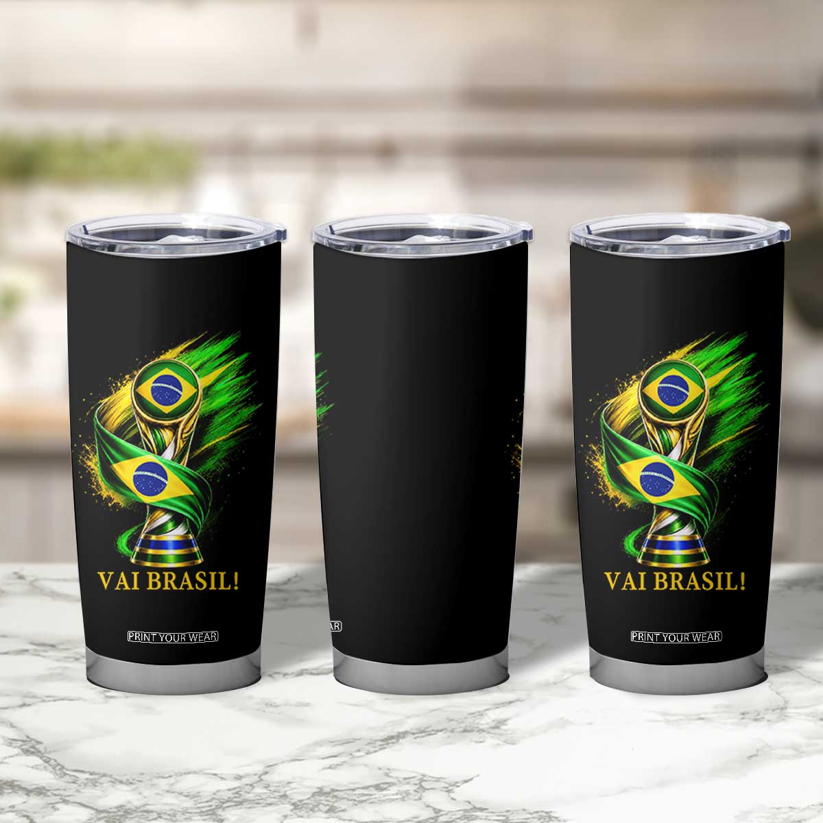 Brazil Soccer Fan 2026 Gift Tumbler Cup Vai Brasil