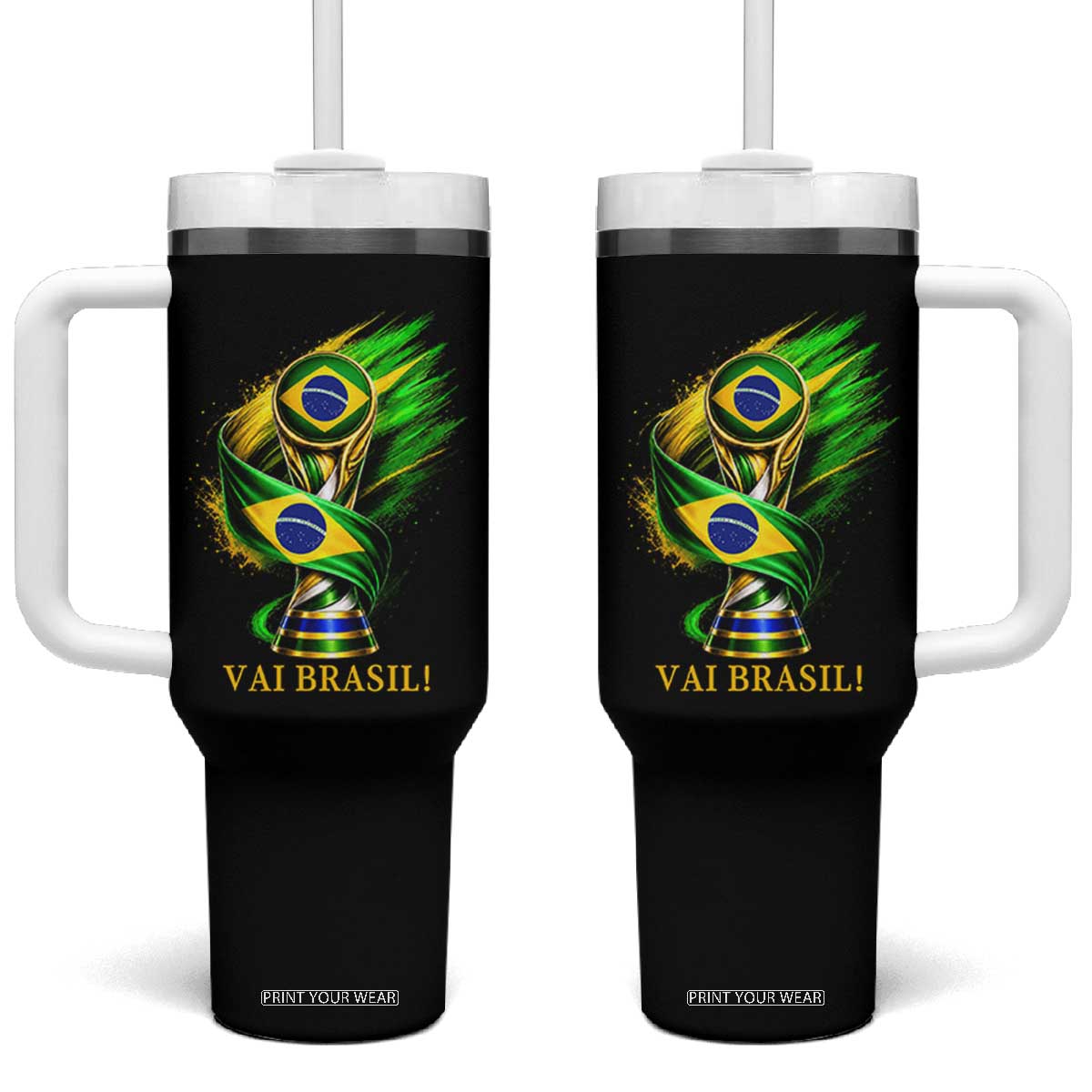Brazil Soccer Fan 2026 Gift Tumbler With Handle Vai Brasil
