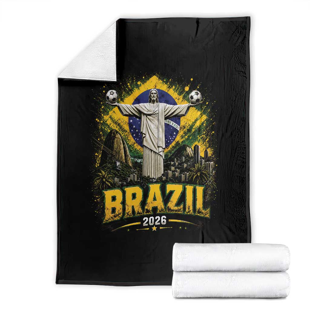 Brazilian Futbol 2026 Throw Blanket Christ The Redeemer Football Pride