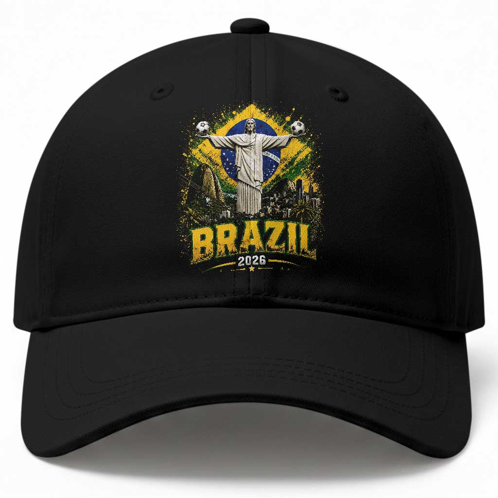 Brazilian Futbol 2026 Baseball Cap Christ The Redeemer Football Pride
