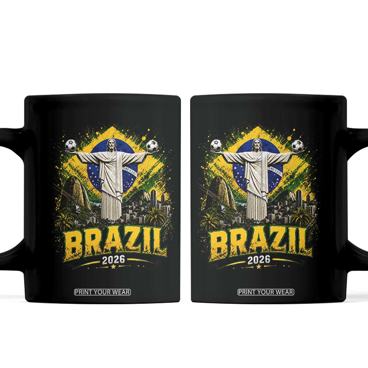 Brazilian Futbol 2026 Coffee Mug Christ The Redeemer Football Pride