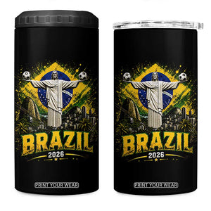 Brazilian Futbol 2026 4 in 1 Can Cooler Tumbler Christ The Redeemer Football Pride