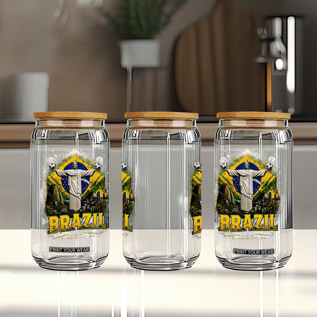 Brazilian Futbol 2026 Glass Can Christ The Redeemer Football Pride