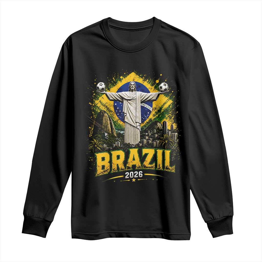 Brazilian Futbol 2026 Long Sleeve Shirt Christ The Redeemer Football Pride