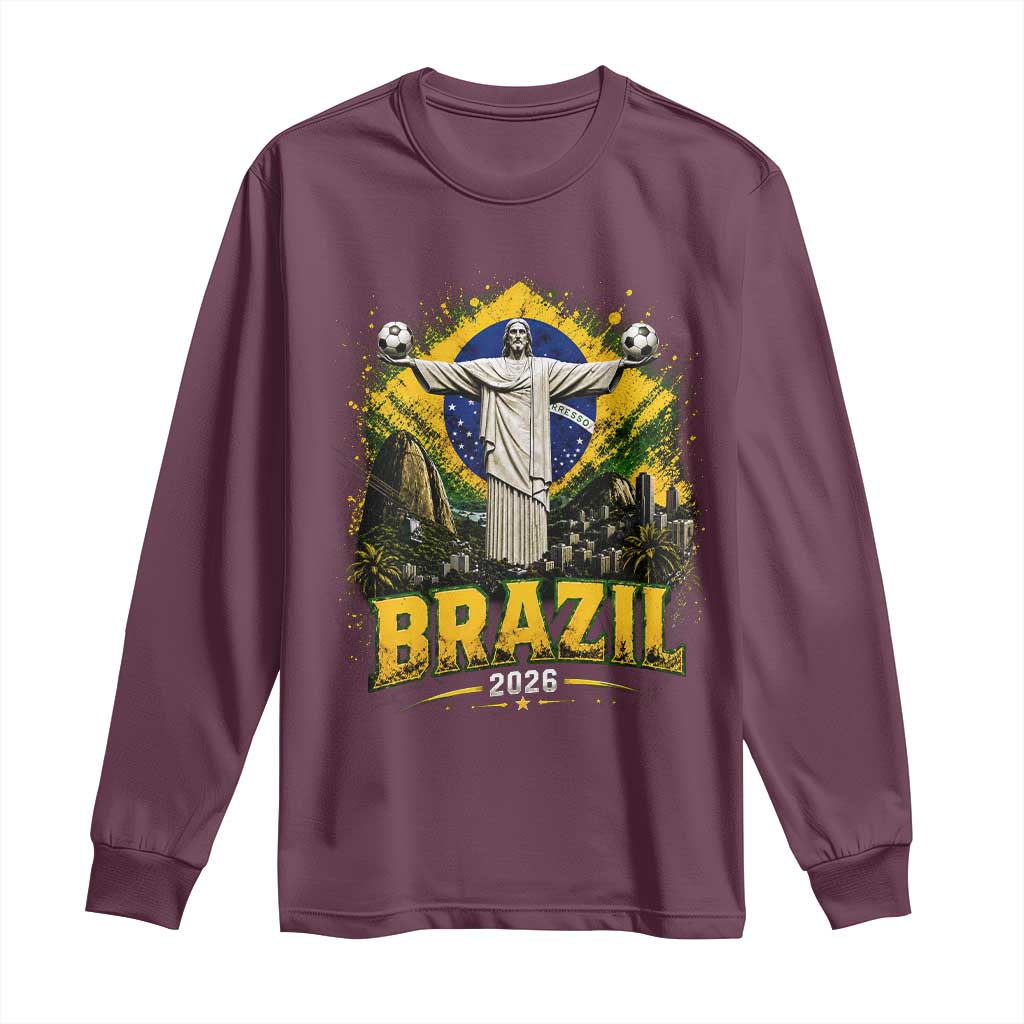 Brazilian Futbol 2026 Long Sleeve Shirt Christ The Redeemer Football Pride
