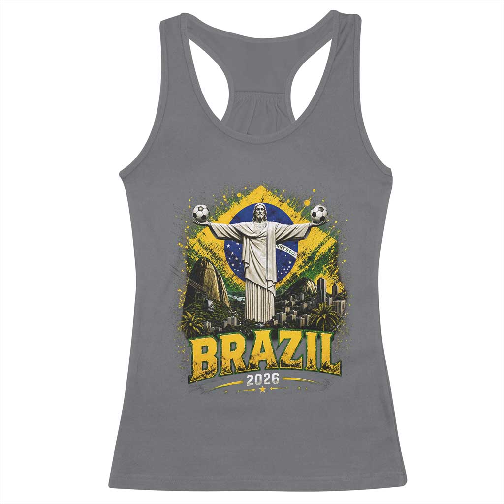 Brazilian Futbol 2026 Racerback Tank Top Christ The Redeemer Football Pride