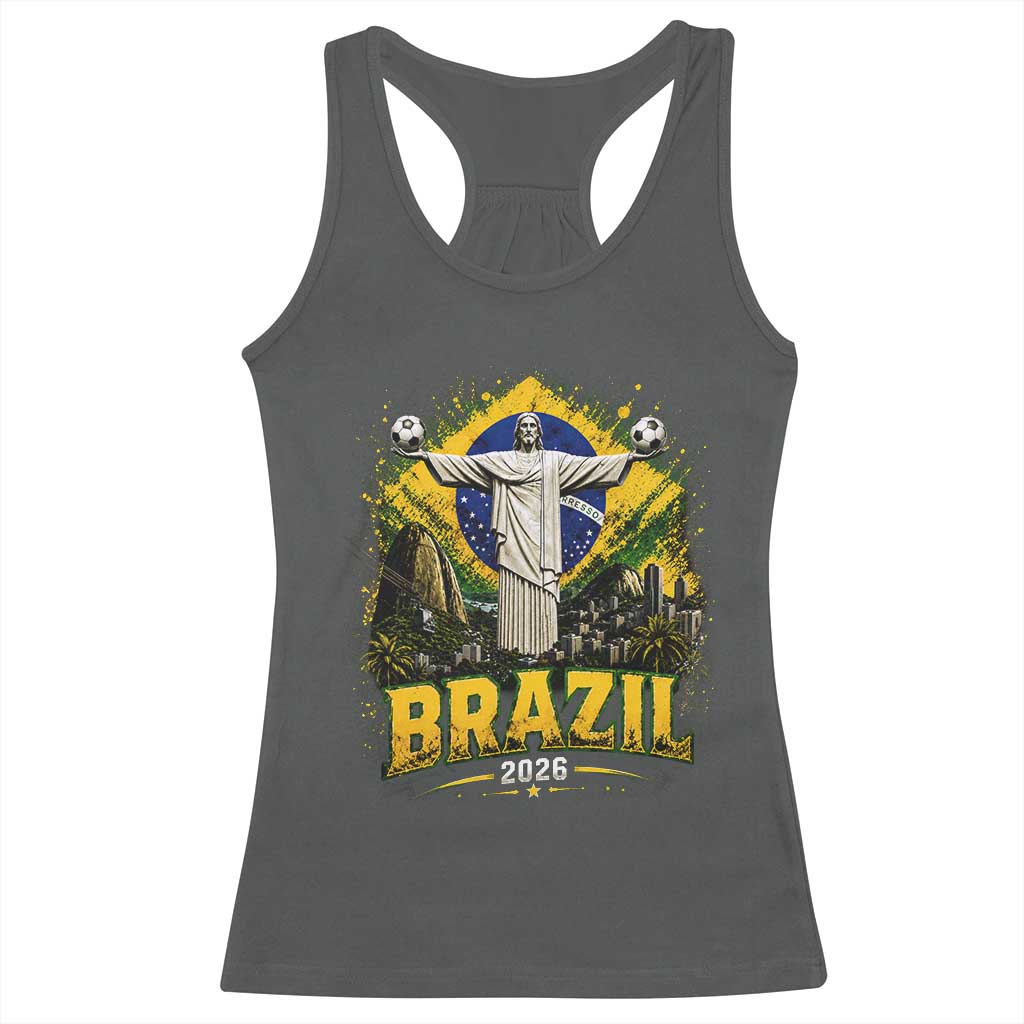 Brazilian Futbol 2026 Racerback Tank Top Christ The Redeemer Football Pride