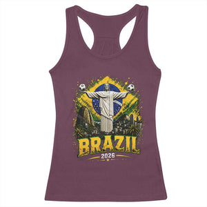 Brazilian Futbol 2026 Racerback Tank Top Christ The Redeemer Football Pride