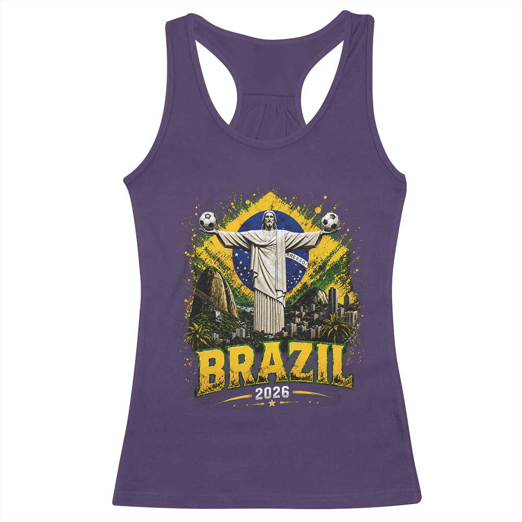Brazilian Futbol 2026 Racerback Tank Top Christ The Redeemer Football Pride