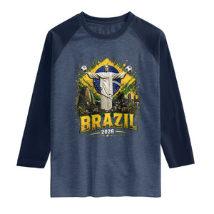Brazilian Futbol 2026 Raglan Shirt Christ The Redeemer Football Pride