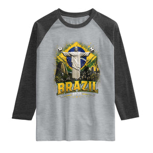Brazilian Futbol 2026 Raglan Shirt Christ The Redeemer Football Pride