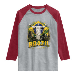 Brazilian Futbol 2026 Raglan Shirt Christ The Redeemer Football Pride