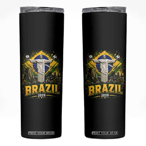 Brazilian Futbol 2026 Skinny Tumbler Christ The Redeemer Football Pride TS12 Black Print Your Wear