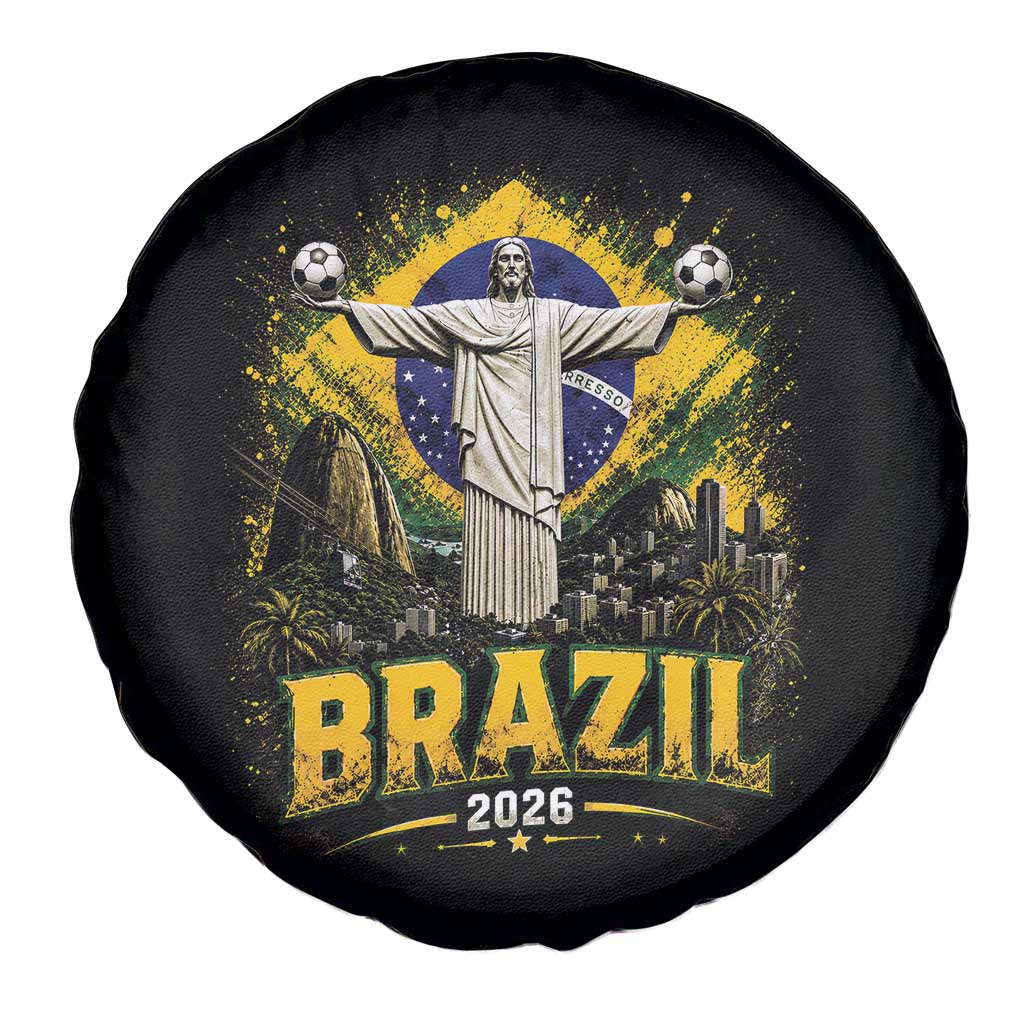 Brazilian Futbol 2026 Spare Tire Cover Christ The Redeemer Football Pride