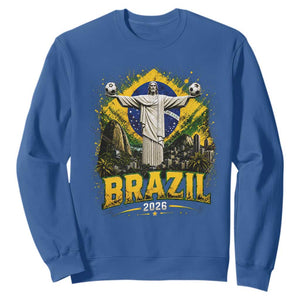 Brazilian Futbol 2026 Sweatshirt Christ The Redeemer Football Pride TS12 Royal Blue Print Your Wear