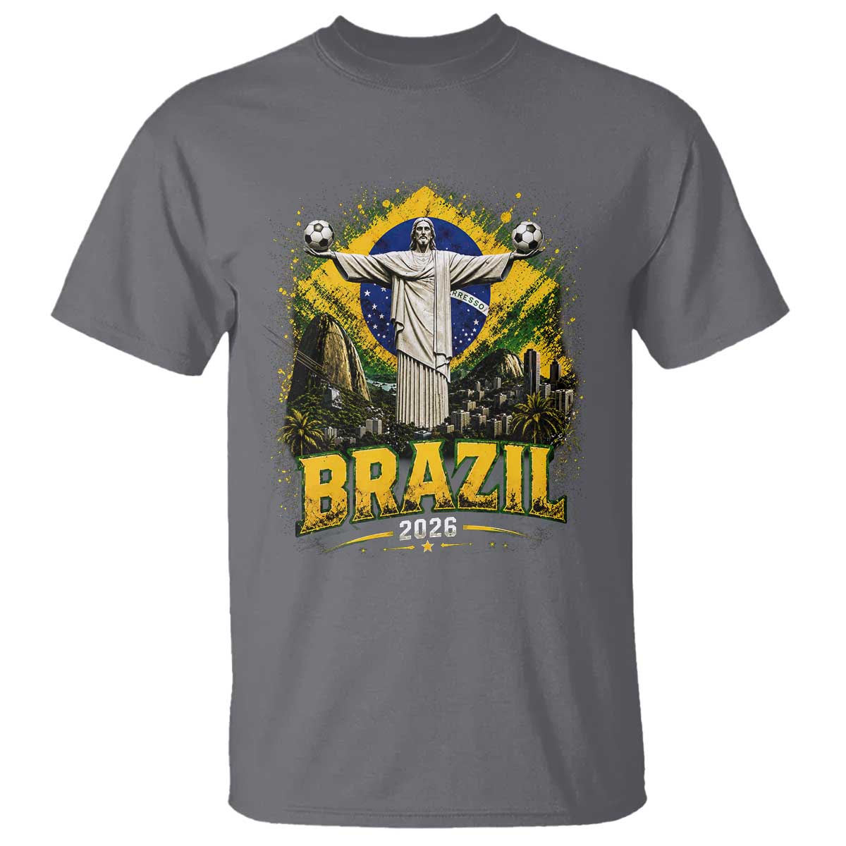 Brazilian Futbol 2026 T Shirt Christ The Redeemer Football Pride