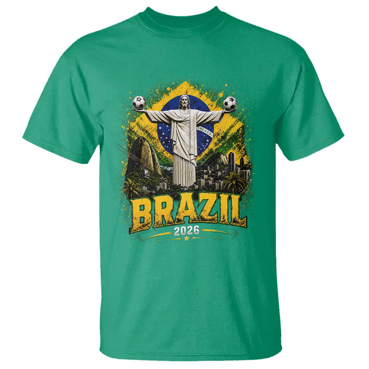Brazilian Futbol 2026 T Shirt Christ The Redeemer Football Pride