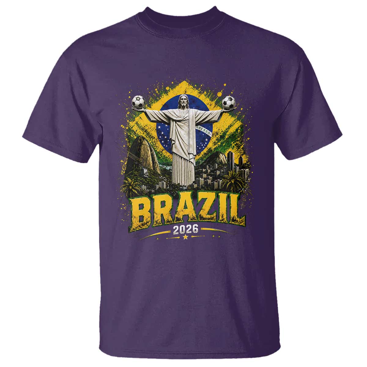 Brazilian Futbol 2026 T Shirt Christ The Redeemer Football Pride