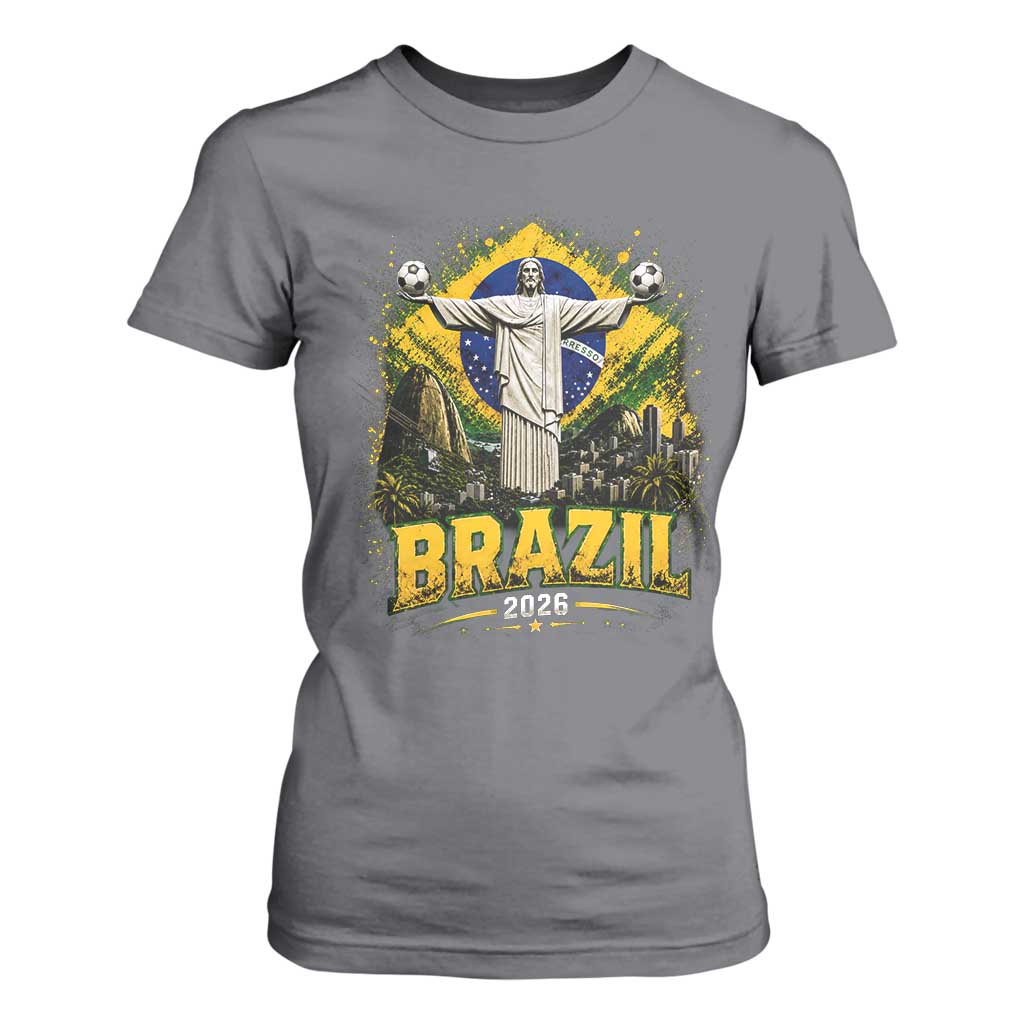 Brazilian Futbol 2026 T Shirt For Women Christ The Redeemer Football Pride