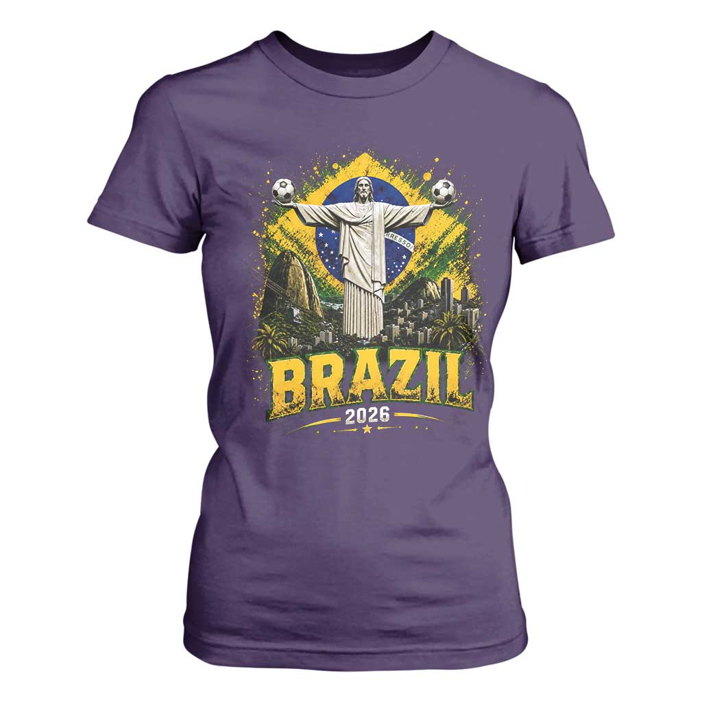 Brazilian Futbol 2026 T Shirt For Women Christ The Redeemer Football Pride