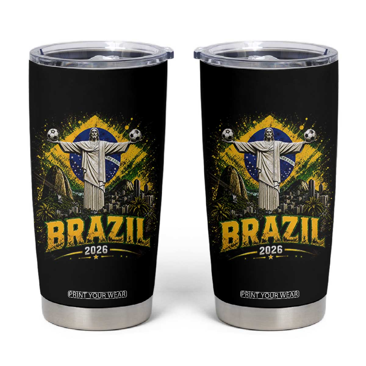 Brazilian Futbol 2026 Tumbler Cup Christ The Redeemer Football Pride