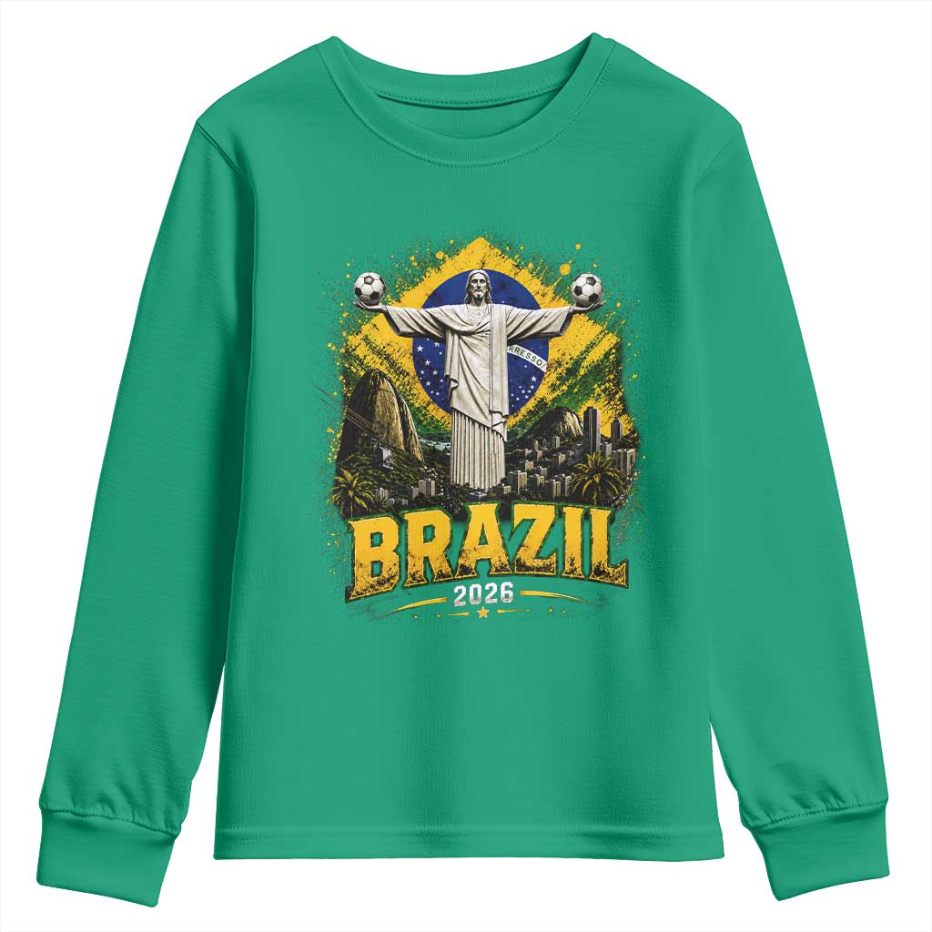 Brazilian Futbol 2026 Youth Sweatshirt Christ The Redeemer Football Pride