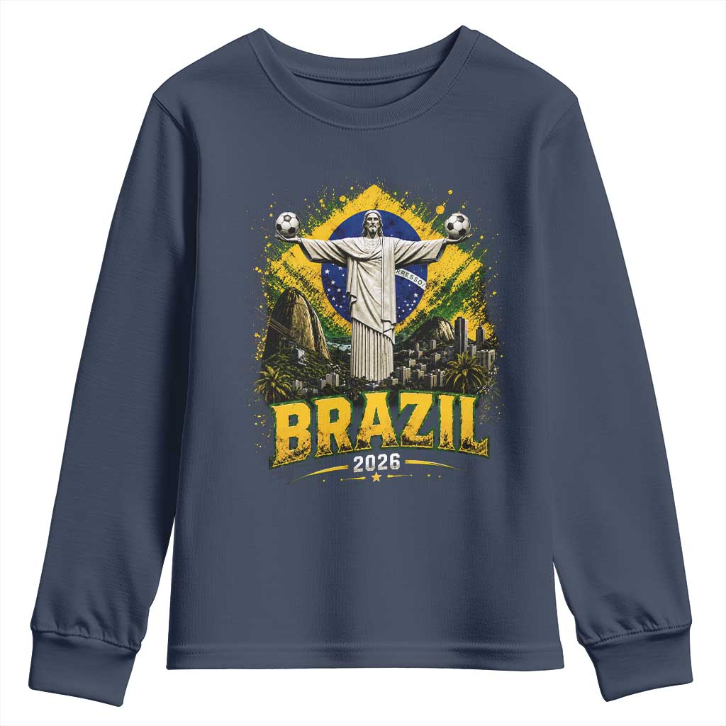 Brazilian Futbol 2026 Youth Sweatshirt Christ The Redeemer Football Pride
