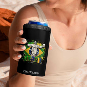 Latin Pride Christ The Redeemer Graphic 4 in 1 Can Cooler Tumbler Brazilian Football 2026