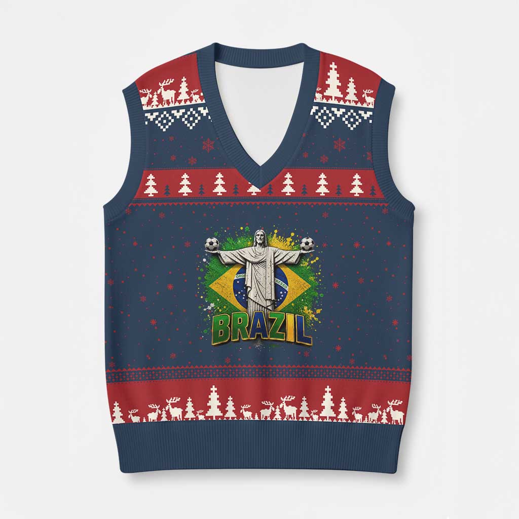 Latin Pride Christ The Redeemer Graphic V-Neck Knit Sweater Vest Brazilian Football 2026