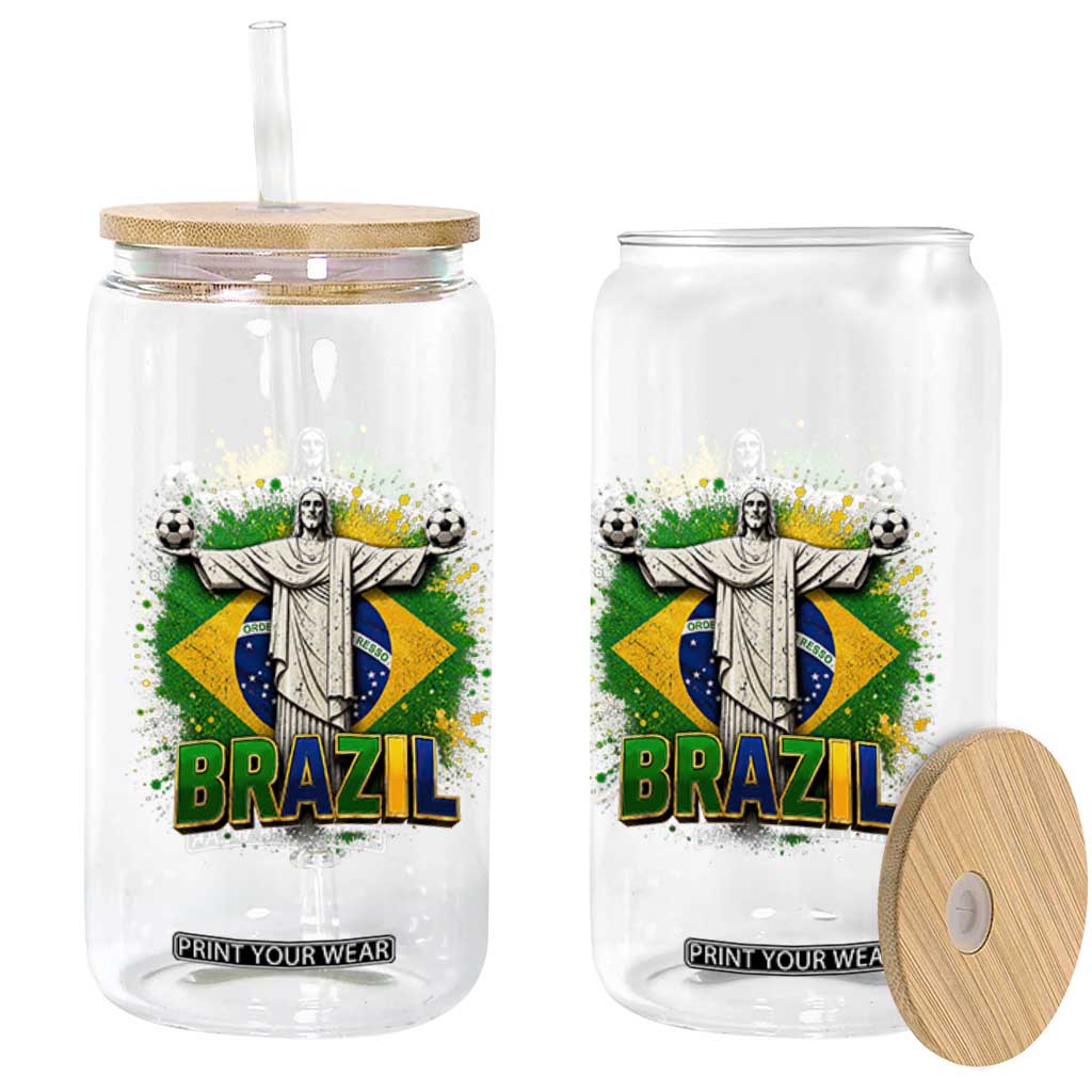 Latin Pride Christ The Redeemer Graphic Glass Can Brazilian Football 2026