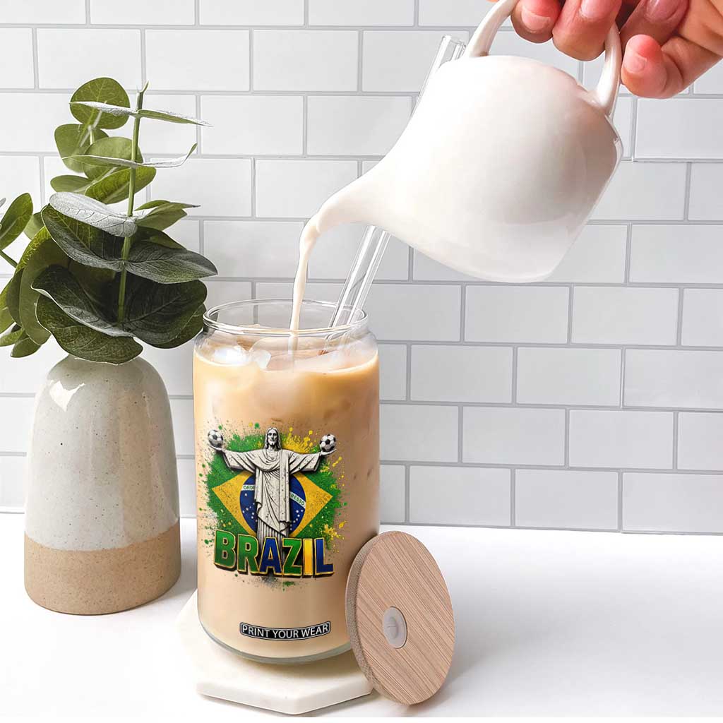 Latin Pride Christ The Redeemer Graphic Glass Can Brazilian Football 2026
