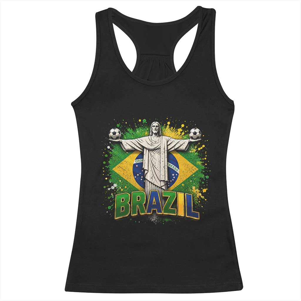 Latin Pride Christ The Redeemer Graphic Racerback Tank Top Brazilian Football 2026 TS12 Black Print Your Wear