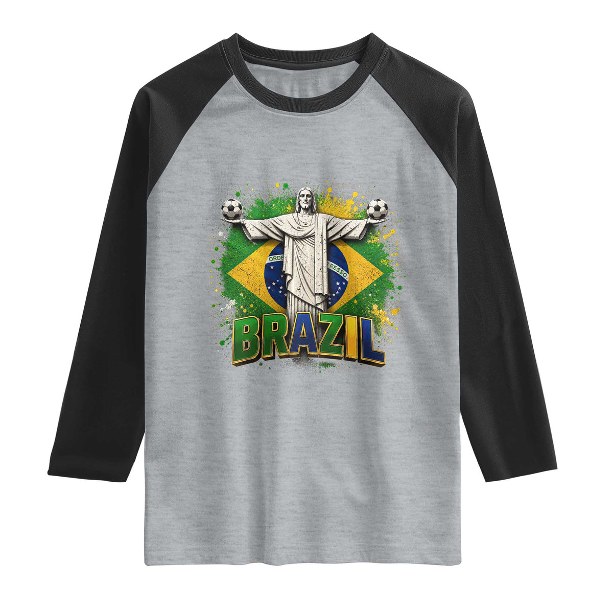 Latin Pride Christ The Redeemer Graphic Raglan Shirt Brazilian Football 2026