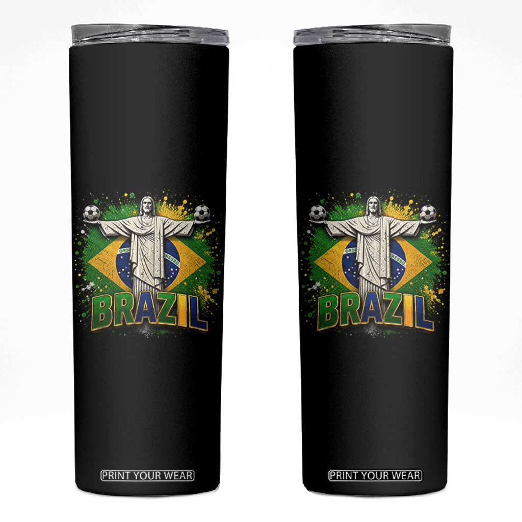 Latin Pride Christ The Redeemer Graphic Skinny Tumbler Brazilian Football 2026