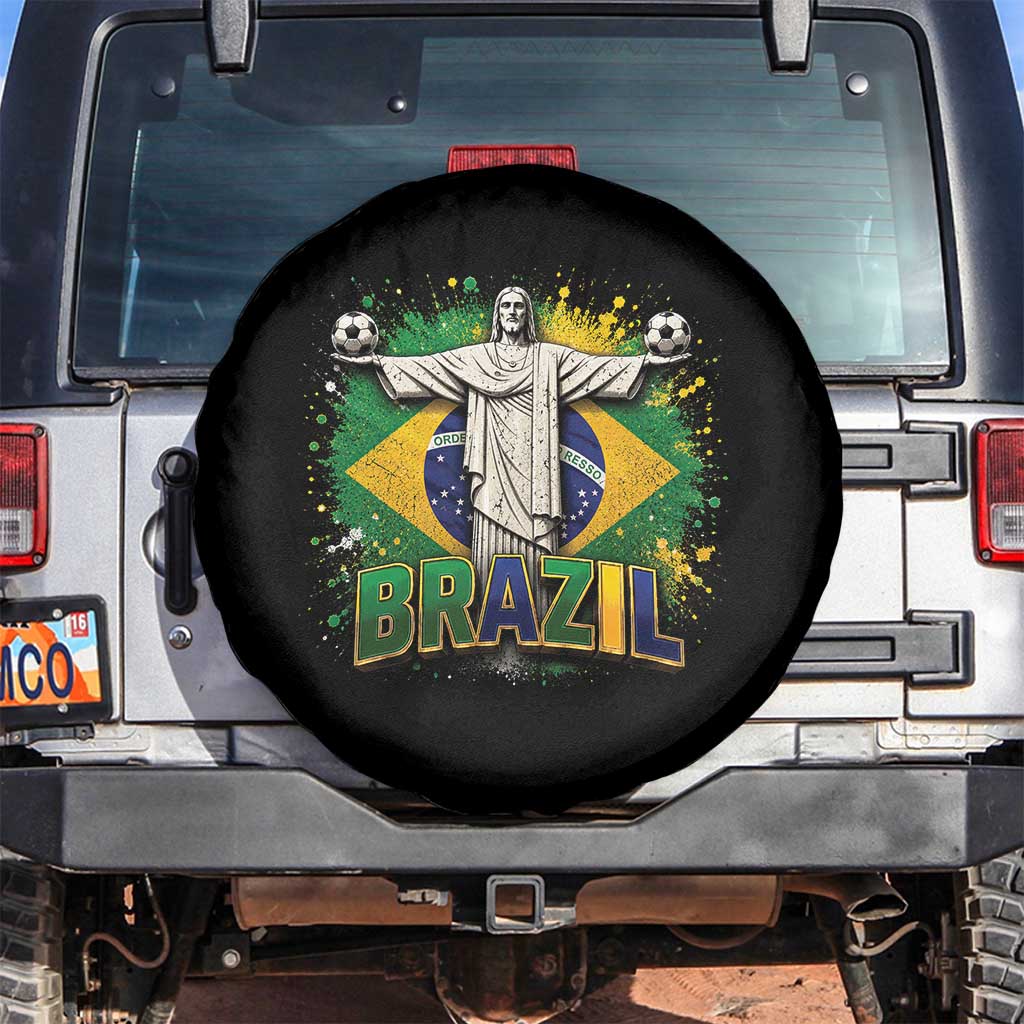 Latin Pride Christ The Redeemer Graphic Spare Tire Cover Brazilian Football 2026 TS12 No hole Black Print Your Wear