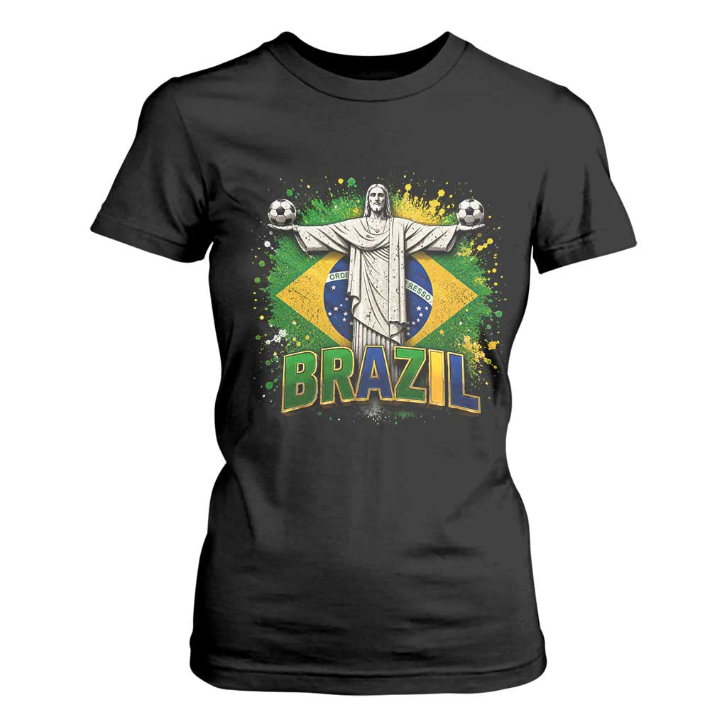 Latin Pride Christ The Redeemer Graphic T Shirt For Women Brazilian Football 2026