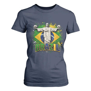 Latin Pride Christ The Redeemer Graphic T Shirt For Women Brazilian Football 2026