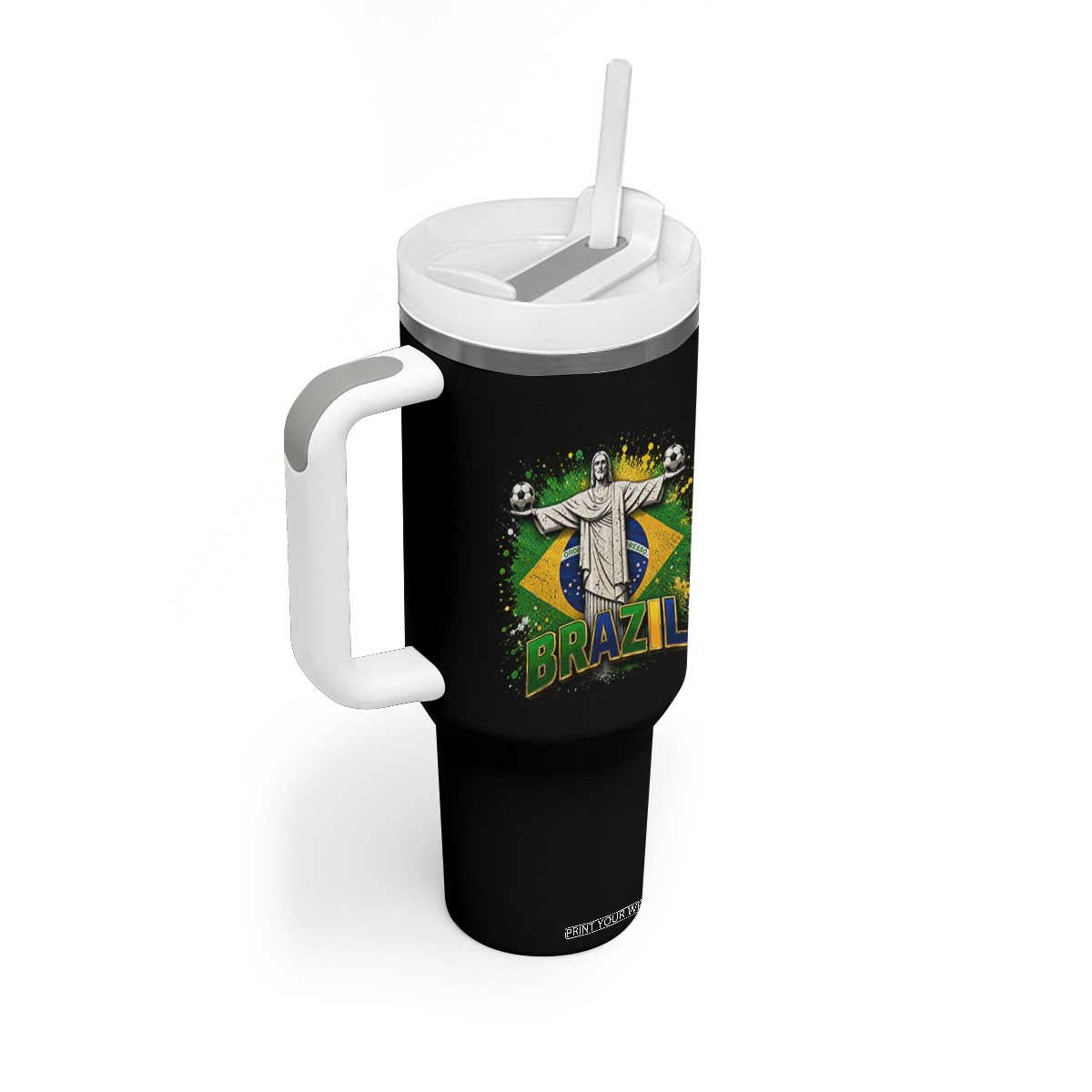 Latin Pride Christ The Redeemer Graphic Tumbler With Handle Brazilian Football 2026