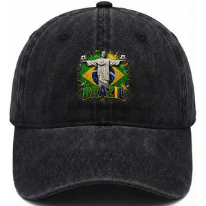 Latin Pride Christ The Redeemer Graphic Washed Cotton Baseball Cap Brazilian Football 2026