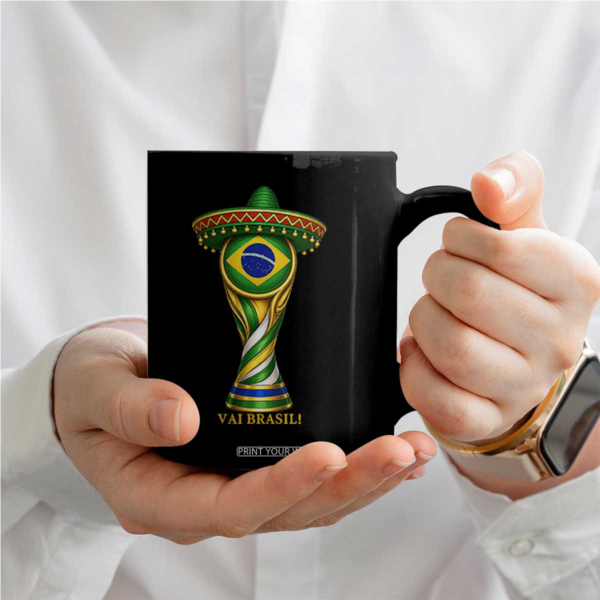 Brazil Football Supporter Gift Coffee Mug Vai Brasil