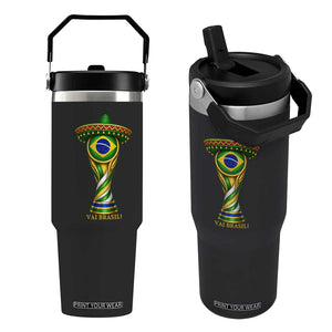 Brazil Football Supporter Gift Flip Straw Tumbler Vai Brasil