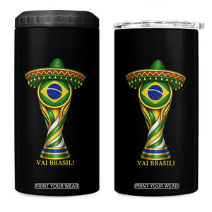 Brazil Football Supporter Gift 4 in 1 Can Cooler Tumbler Vai Brasil