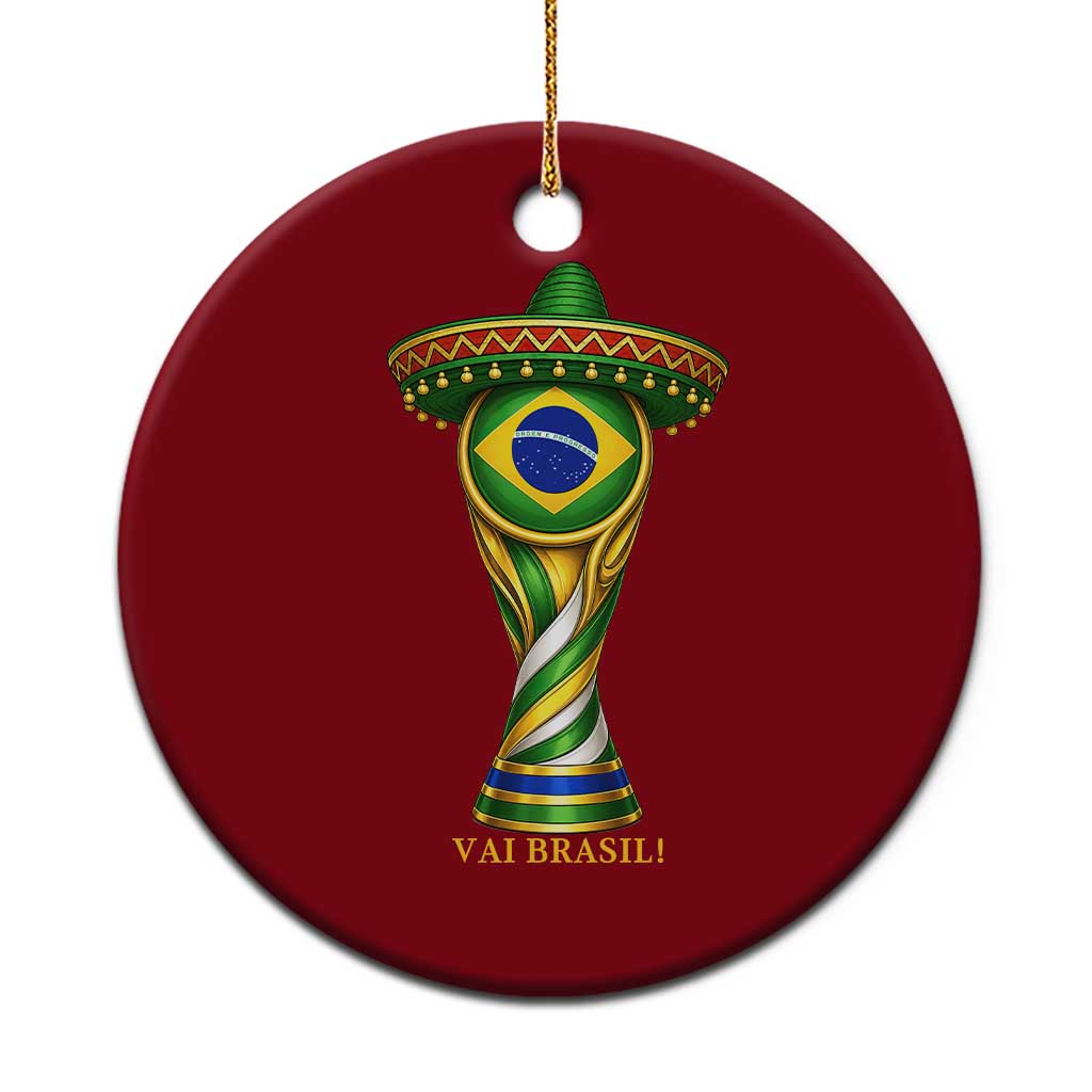 Brazil Football Supporter Gift Ceramic Ornament Vai Brasil TS12 1pc Red Print Your Wear