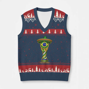 Brazil Football Supporter Gift V-Neck Knit Sweater Vest Vai Brasil