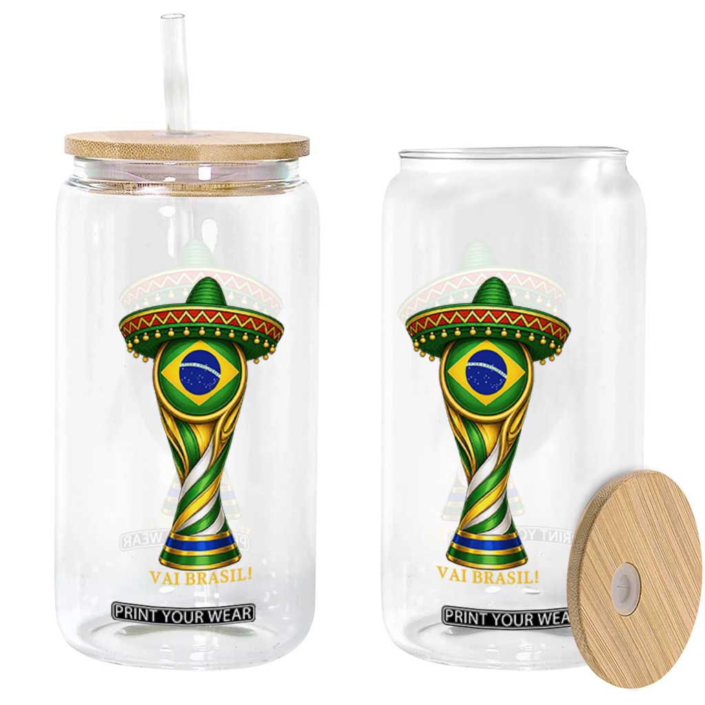 Brazil Football Supporter Gift Glass Can Vai Brasil