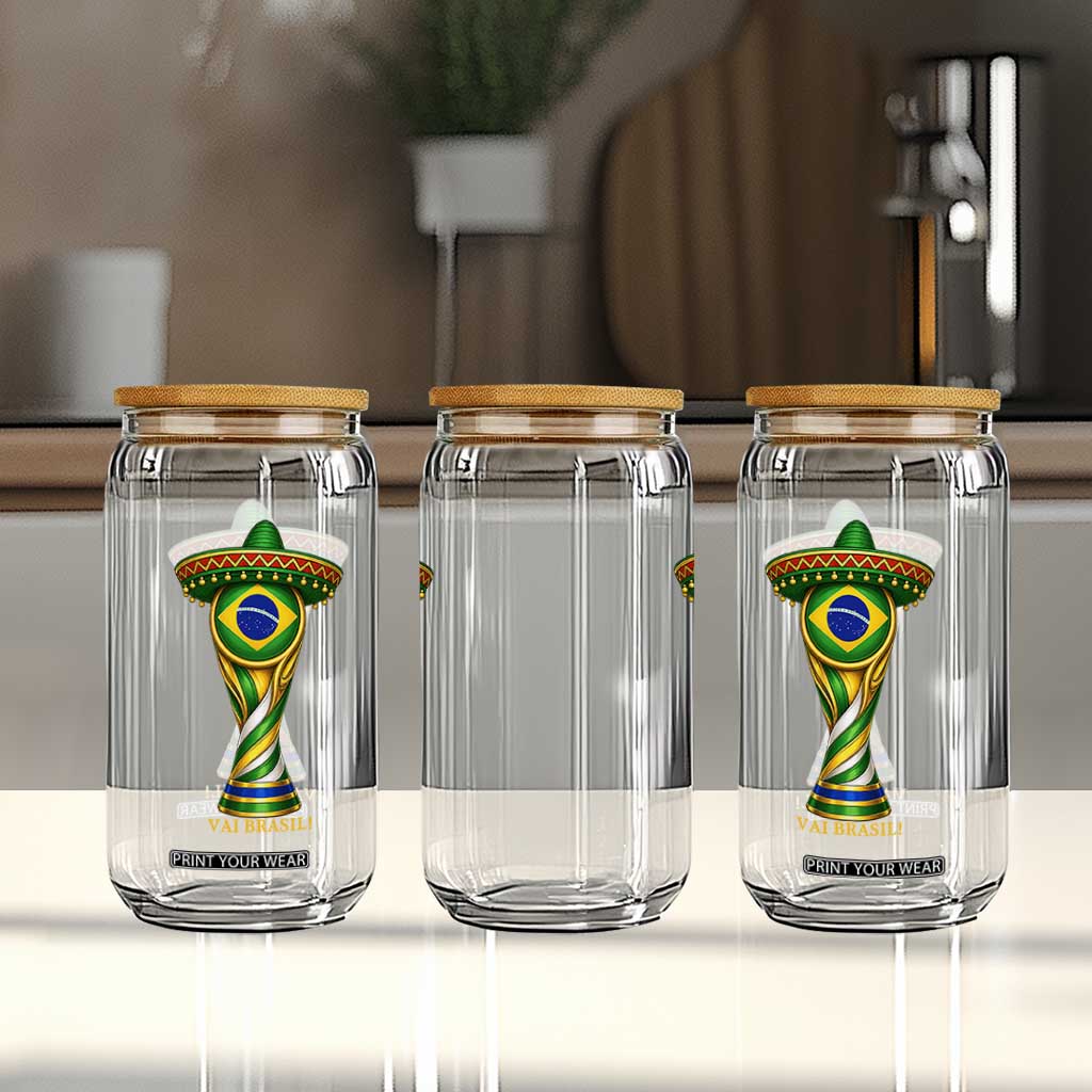 Brazil Football Supporter Gift Glass Can Vai Brasil