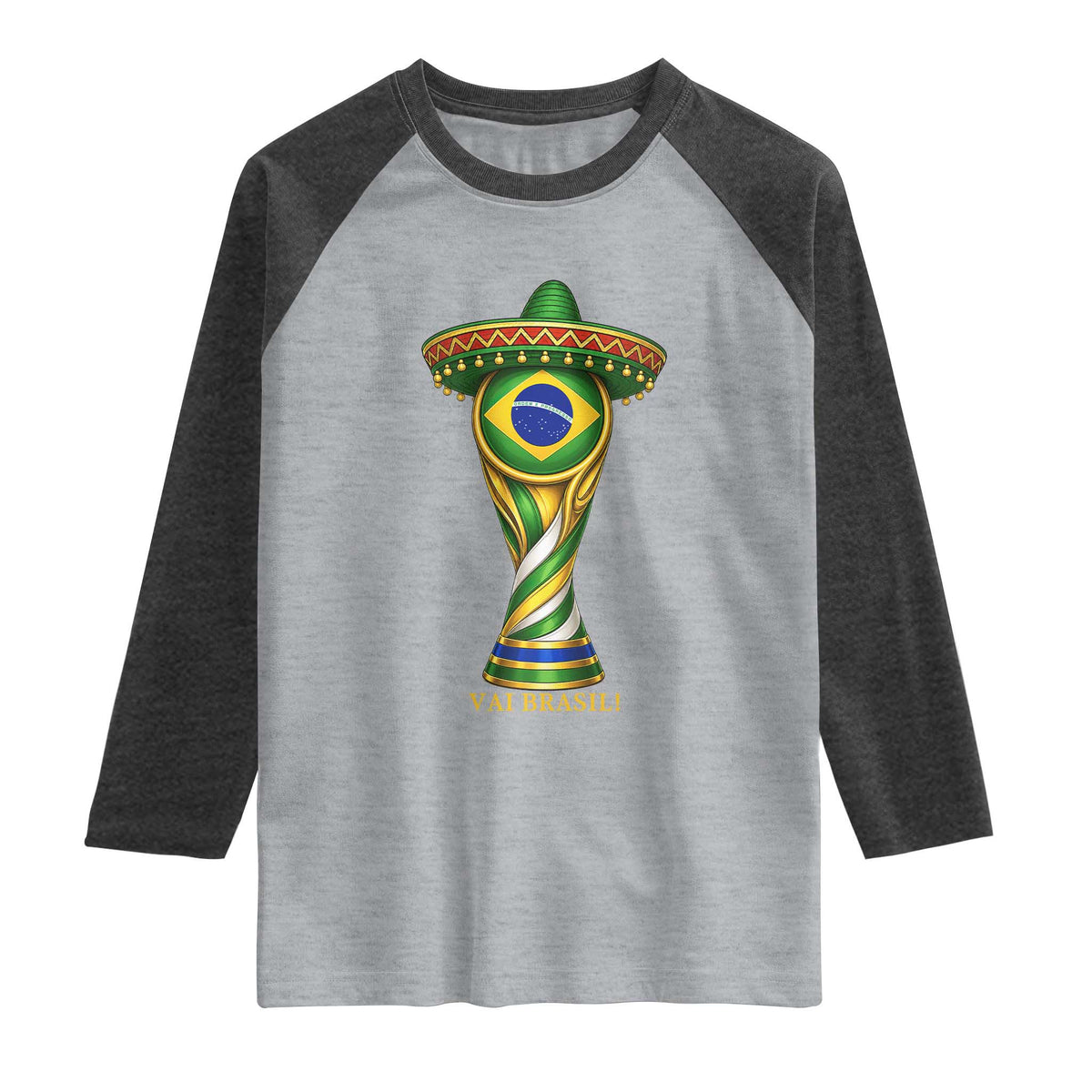 Brazil Football Supporter Gift Raglan Shirt Vai Brasil