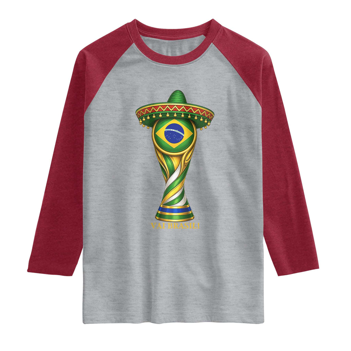 Brazil Football Supporter Gift Raglan Shirt Vai Brasil